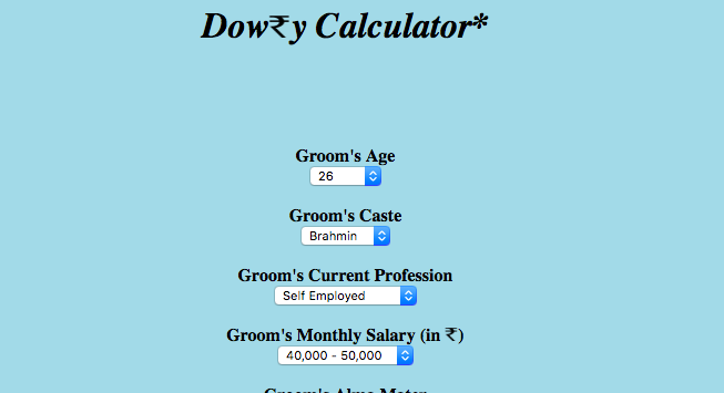 Dowry Calculator