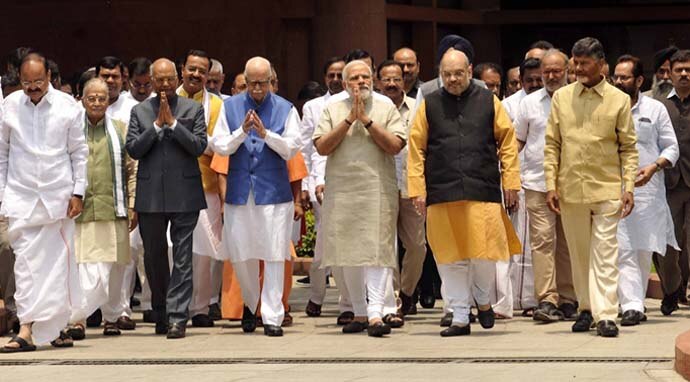 The National Democratic Alliance is a coalition of right-leaning political parties in India. At the time of its formation in 1998, it was led by the BJP and had 13 constituent parties. Its chairman was late Prime Minister Atal Bihari Vajpayee.